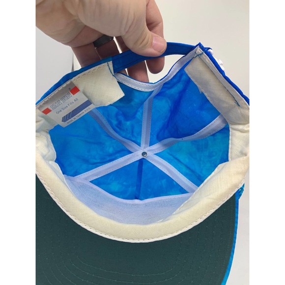 Vintage VTG 90s Tie Dye Traks Race Cards Adjustable Slide Back Rope Hat - Picture 4 of 5